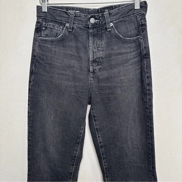 Anthropologie Womens 27 AG The Alexxis Cropped Straight Jeans Grey Wash Raw Hem - Picture 4 of 16